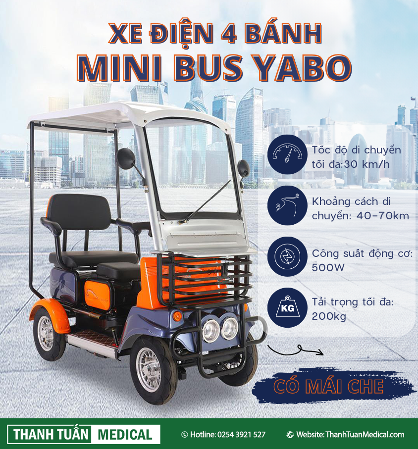 Xe điện 4 bánh mini bus Yabo