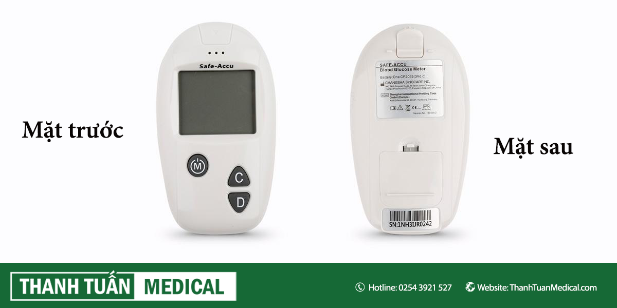 02 mặt của máy đo đường huyết Sinocare Safe Accu