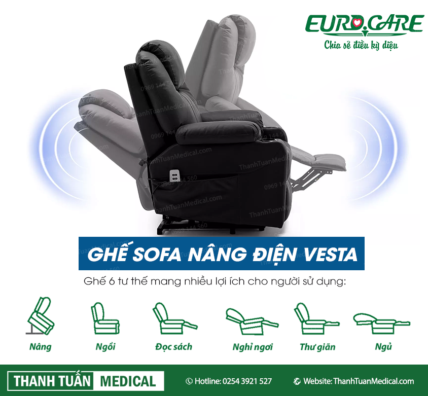 Ghế sofa nâng điện Eurocare Vesta